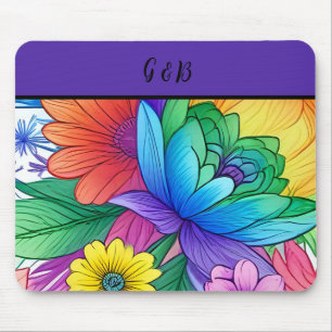 lgbtq rainbow floral mouse pad