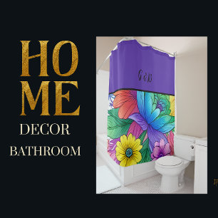 lgbtq rainbow floral shower curtain