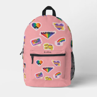 LGBTQ Rainbow Gay Modern Stickers Style Monogram Printed Backpack