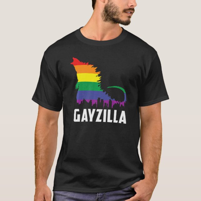 Lgbtq Rainbow Gayzilla  Lgbt Pride Colours Graphic T-Shirt (Front)