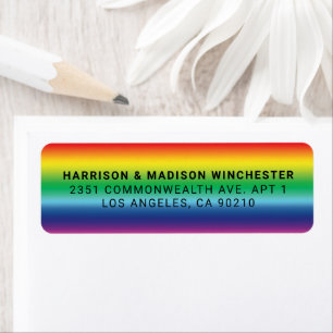 Lgbtq rainbow gradient colours gay pride flag return address label