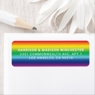 Lgbtq rainbow gradient pattern gay pride flag return address label