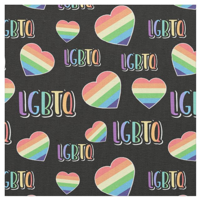 LGBTQ Rainbow Hearts Fabric (Close Up)