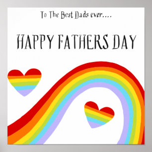 LGBTQ Rainbow & Hearts Happy Father's Day Poster
