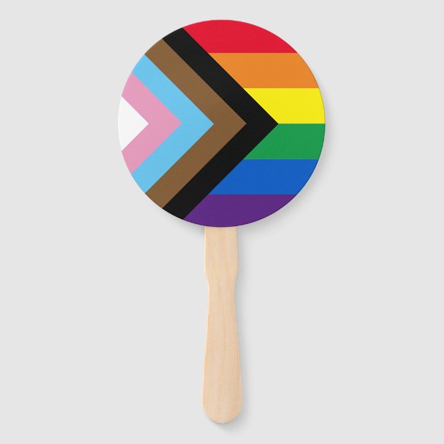 Lgbtq rainbow inclusive diversity gay pride flag hand fan (Front)