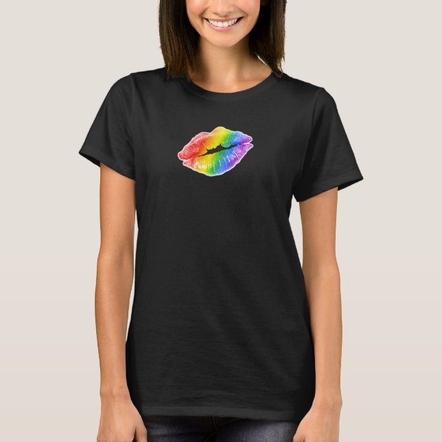 LGBTQ Rainbow Lips Colourful LGBTQIA Pride Men's W T-Shirt (Front)