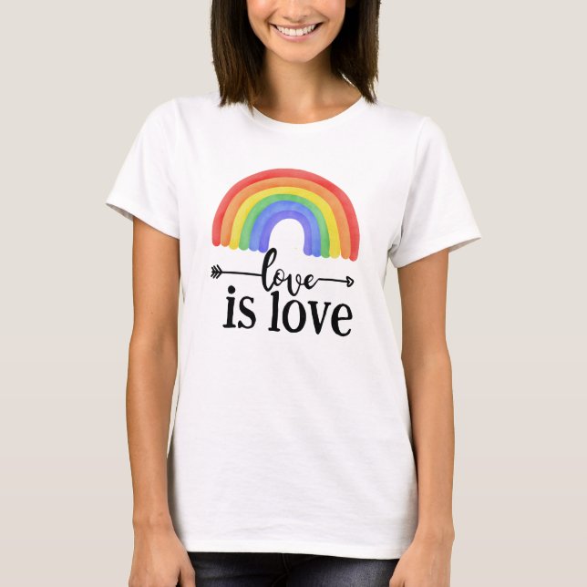LGBTQ Rainbow Love is Love Colourful T-Shirt (Front)