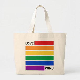 LGBTQ Rainbow, Love Wins Large Tote Bag