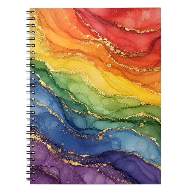 LGBTQ Rainbow Marble  Notebook (Front)