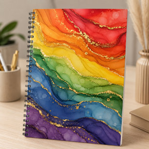 LGBTQ Rainbow Marble Notebook
