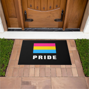 LGBTQ Rainbow Pansexual Pride Flag Custom Text Doormat