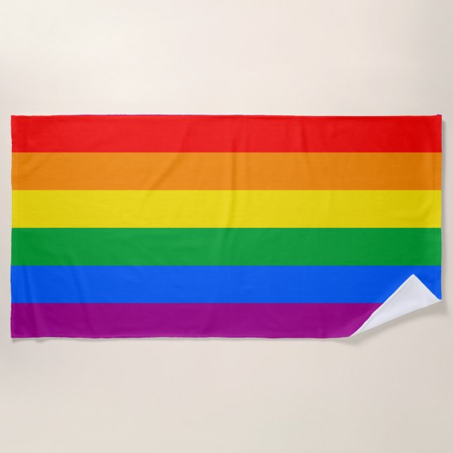 LGBTQ+ Rainbow Pride Flag Beach Towel (Front)