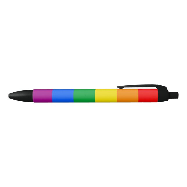 LGBTQ+ Rainbow Pride Flag Black Ink Pen (Top)