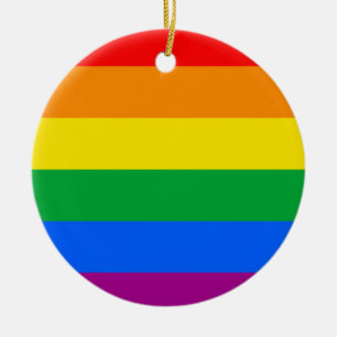 LGBTQ+ Rainbow Pride Flag Ceramic Ornament
