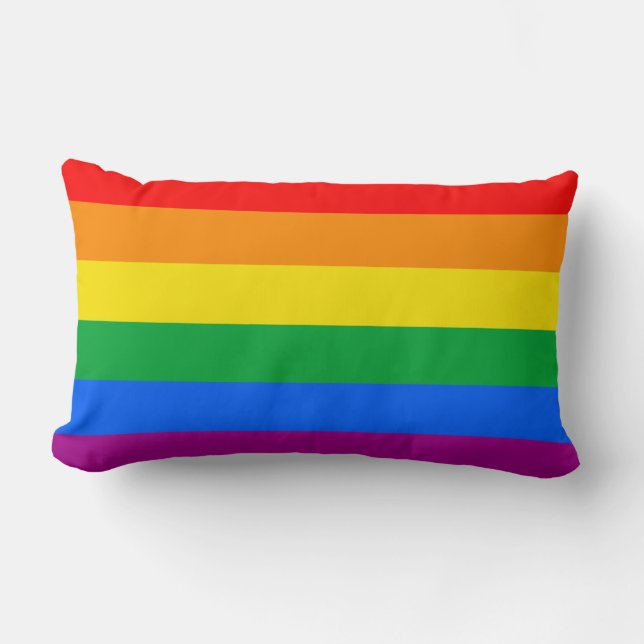 LGBTQ+ Rainbow Pride Flag Lumbar Cushion (Front)