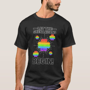 LGBTQ Rainbow Shamrock Shenanigans Gay Pride St Pa T-Shirt