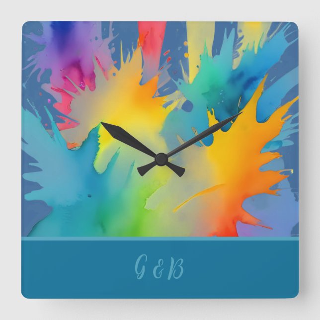 lgbtq rainbow  square wall clock (Front)