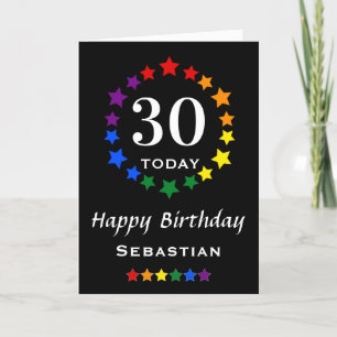 LGBTQ Rainbow Stars - 30 Today or Any Age Birthday Card