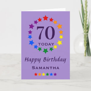 LGBTQ Rainbow Stars - 70 Today or Any Age Birthday Card
