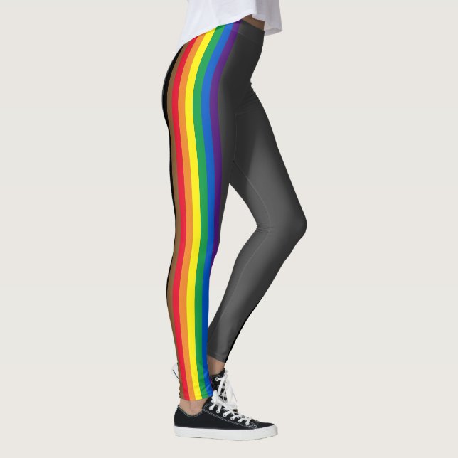 Lgbtq rainbow stripes gay philly pride flag grey leggings (Right)