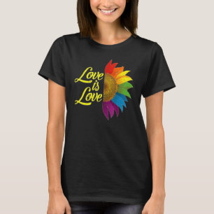 Lgbtq Rainbow Sunflower Flower Gay Pride Equality T-Shirt