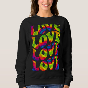 Lgbtq Retro 70s Rainbow Tie Dye Ally Love Lesbian  Sweatshirt