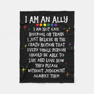 Lgbtq Retro I Am An Ally Im Not Gay Biual Or Trans Fleece Blanket