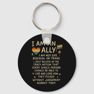 Lgbtq Retro I Am An Ally Im Not Gay Biual Or Trans Key Ring