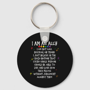 Lgbtq Retro I Am An Ally Im Not Gay Biual Or Trans Key Ring