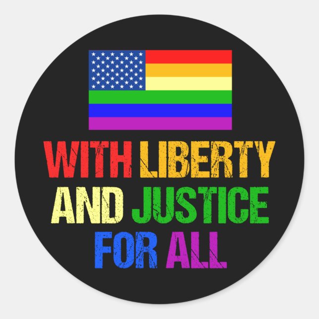 LGBTQ Rights Rainbow American Flag Gay Pride Classic Round Sticker (Front)