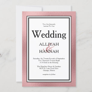 LGBTQ Rose Gold Black Modern Wedding Invitation