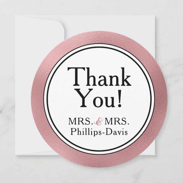 LGBTQ Rose Gold Modern Thank You Note  Invitation (Front)