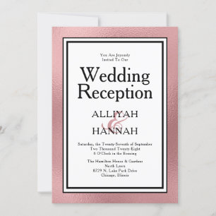 LGBTQ Rose Gold Modern Wedding Reception Invitation