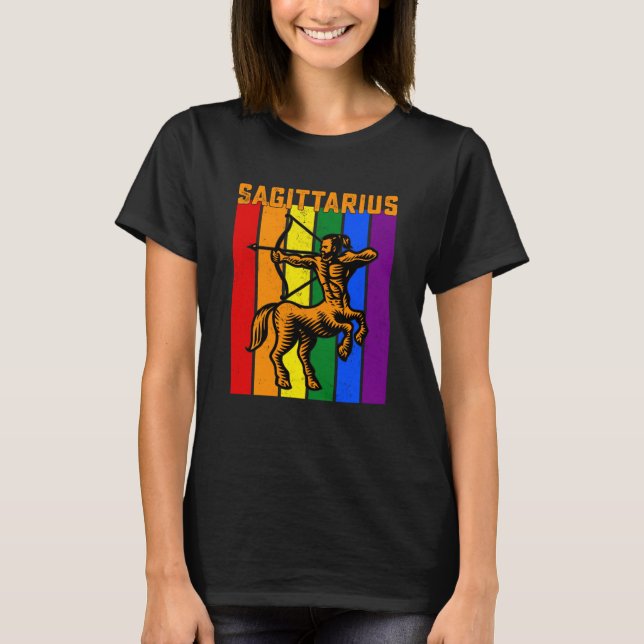 LGBTQ Sagittarius Zodiac Sign Vintage Astrology T-Shirt (Front)