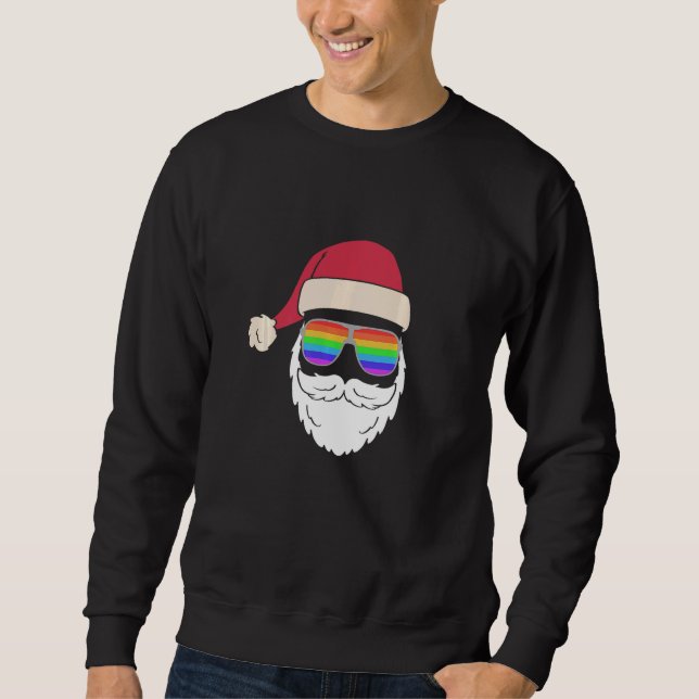Lgbtq Santa Claus Sunglasses Gay Pride Trans Right Sweatshirt (Front)