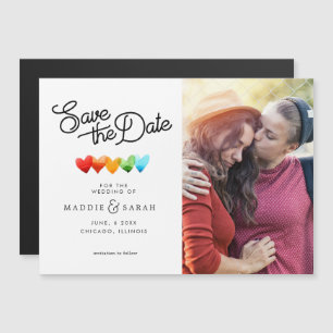 LGBTQ - Save the Date Script with Photo Magnetic Invitation