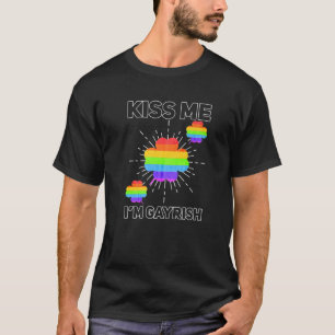 LGBTQ Shamrock Kiss Me I'm Gayrish Gay Pride St Pa T-Shirt