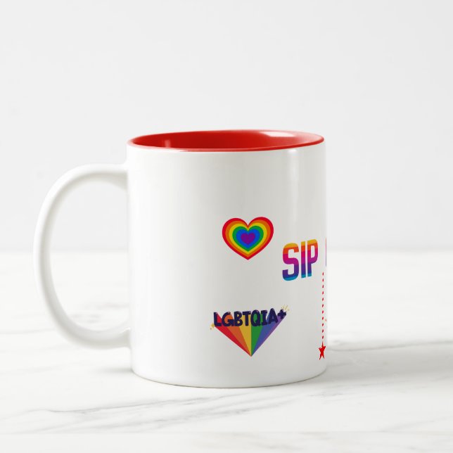 LGBTQ SIP OF PRIDE WHITE 11OZ TWO-TONE CERAMIC MUG (Left)