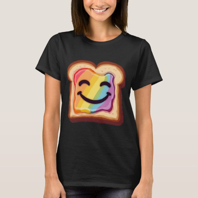 LGBTQ smiling slice of toast topped with vibrant r T-Shirt (Front)