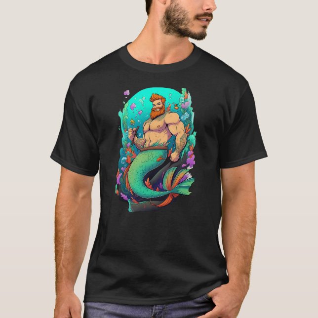 LGBTQ Transgender Gay Muscle Daddy Bear Mermaid Ga T-Shirt (Front)