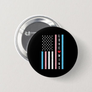 LGBTQ Transgender Pride Love Wins US American Flag 6 Cm Round Badge