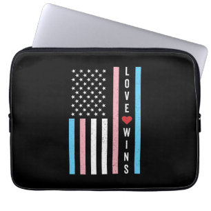 LGBTQ Transgender Pride Love Wins US American Flag Laptop Sleeve