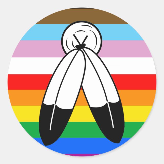 LGBTQ+ Two-Spirit Progress Pride Flag Classic Round Sticker (Front)
