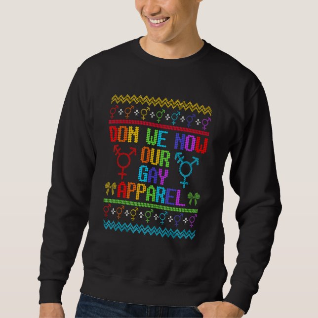 Lgbtq Ugly Christmas Sweater Don We Now Our Gay Ap (Front)