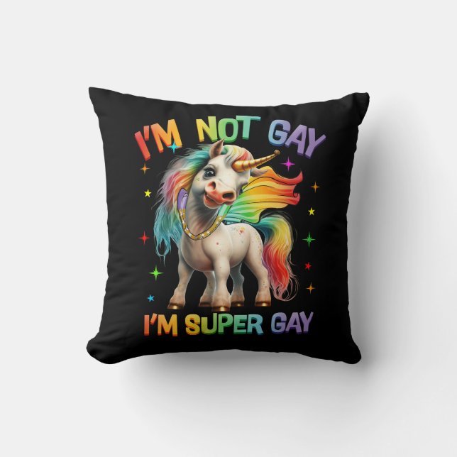 LGBTQ Unicorn Super Gay Pride LGBT Ally Rainbow Fl Cushion (Front)