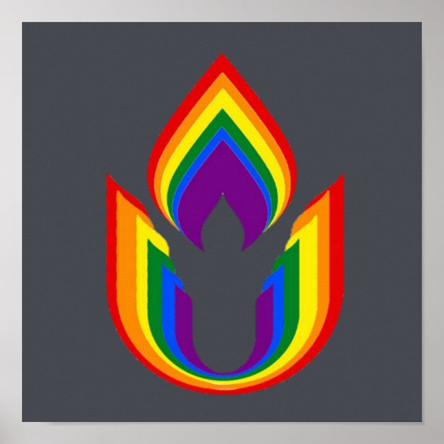 LGBTQ Unitarian Universalism flaming chalice Poster (Front)