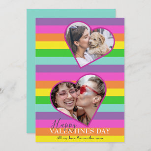 LGBTQ Valentines Rainbow Flag Photocard  Holiday C