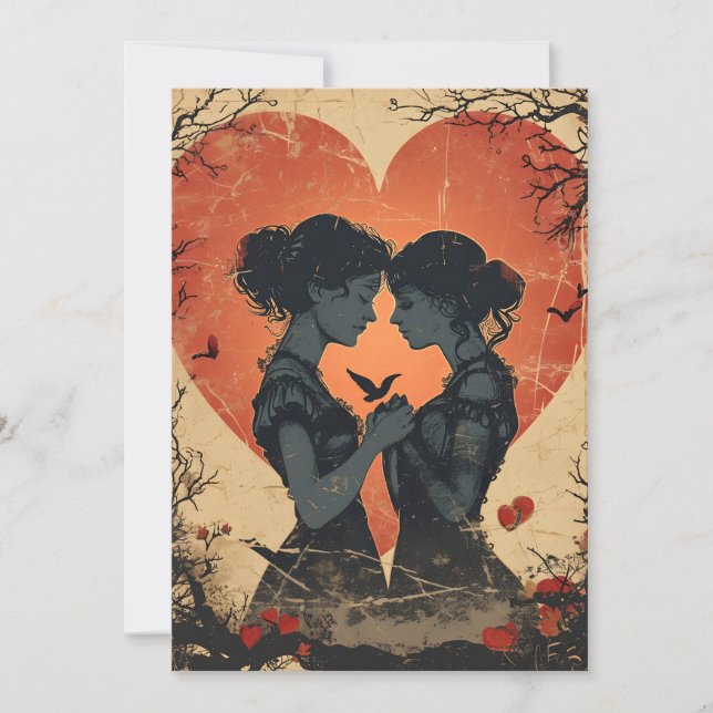 LGBTQ Vintage Valentine's day  Holiday Card (Front)