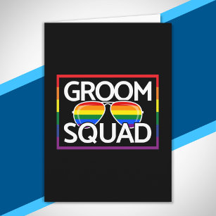 LGBTQ Wedding Gay Pride Matching Groomsmen Squad Card