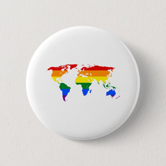 LGBTQ World Map Rainbow 6 Cm Round Badge (Front)